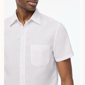 J Crew Factory Seersucker Men's White Patterned Short Sleeve Shirt